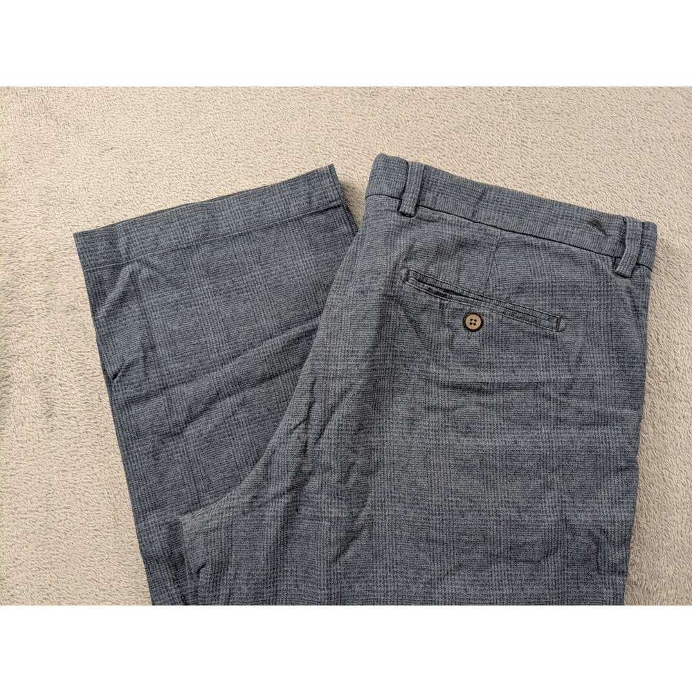 Tommy Bahama Mens 38x34 Blue Silk Cotton Glen Plaid Flat Front Straight Pants